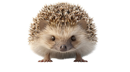 Fototapeta premium Close-up of a cute hedgehog with a spiky coat and curious expression. Perfect for nature, wildlife, and pet-themed projects. Isolated on transparent background.