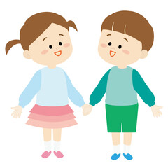 手を繋ぐ小さい子供のイラスト2