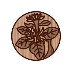 木彫り風円形ミニ花札　長月　菊　9月　菊のカス