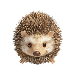 Obraz premium Cute cartoon hedgehog with big eyes and spiky fur isolated on white background, perfect for children's illustrations and designs. Isolated on transparent background.