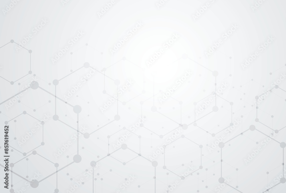 Aufkleber abstract hexagonal molecular structures background with copy space. white and grey hexagonal pattern