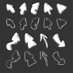 Arrow vector doodle hand drawn illustration. Set of hand drawn arrow for marker, pointer, direction, sign