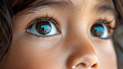 Close-up Portrait of a Curious Hispanic Child's Expressive Eye