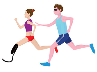 パラ陸上のユニバーサルリレーのイラスト素材です。