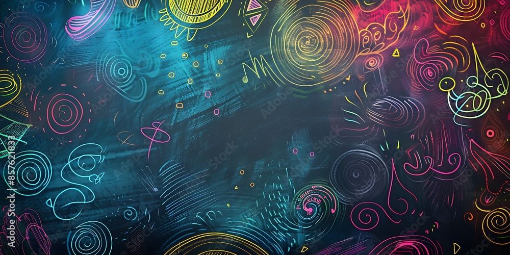 Poster abstract fractal background, abstract chalkboard doodle background a playful abstract background wit
