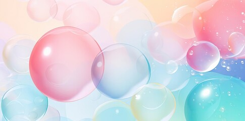 bubble background with pink, blue, and white balloons in the air