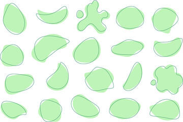 Abstract organic blob shapes vector irregular figures isolated on white background. Liquid basic shapes of round blot form with lines around. Vector element