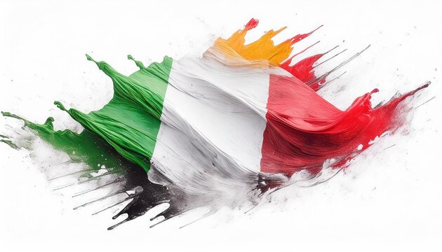 Italian Flag Artistic Paint Splash