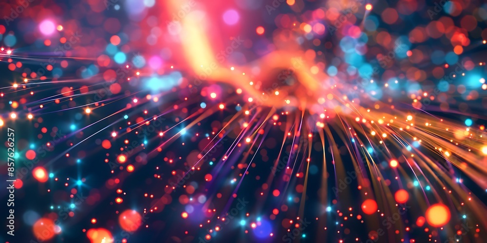 Poster abstract fiber optic background a futuristic abstract background with fiber optic patterns and glowi