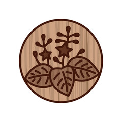 木彫り風円形ミニ花札　師走　桐　12月　桐のカス