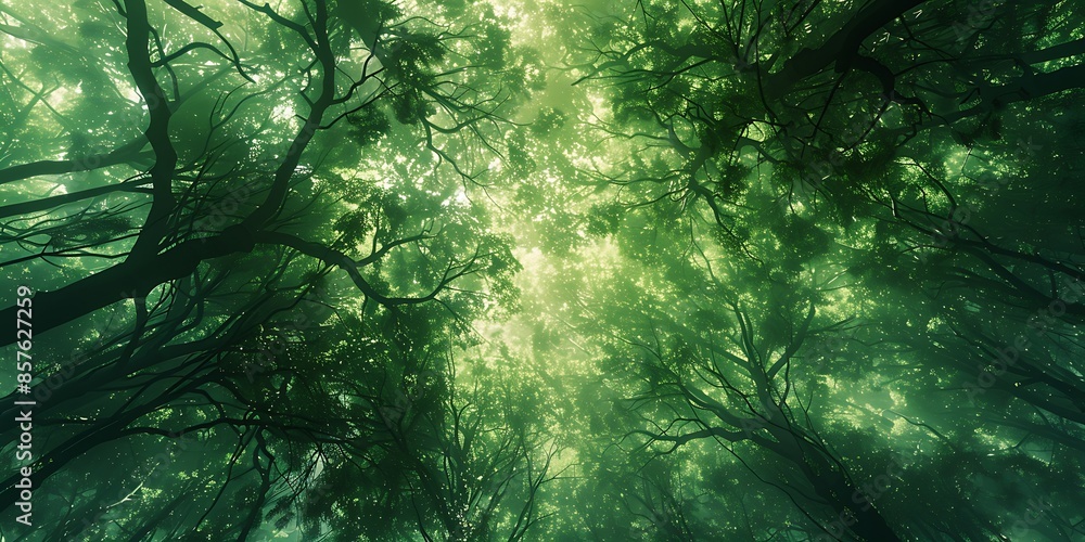 Poster abstract forest canopy background a fresh abstract background featuring a stylized forest canopy wit