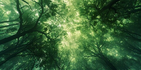 Abstract Forest Canopy Background A fresh abstract background featuring a stylized forest canopy with leafy patterns and green hues, emphasizing a natural and tranquil aesthetic.