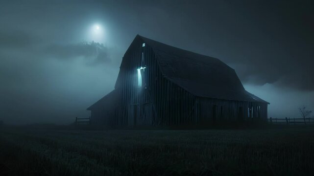 As dawn breaks the spectral figure in the abandoned barn fades away only to reappear again when the darkness descends a permanent resident of the haunted structure.