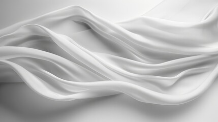 Obraz premium Clean white wave patterns merge effortlessly with a pristine background, illustrating simplicity and purity