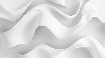 Obraz premium Abstract white waves flow harmoniously with a clean backdrop, creating a minimalistic and serene design