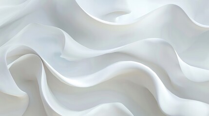 Obraz premium Abstract white waves flow harmoniously with a clean backdrop, creating a minimalistic and serene design