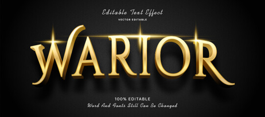 Obraz premium Golden 3D Editable text Effect - Warrior Word Theme Style.