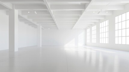 Obraz premium Empty modern clean white warehouse