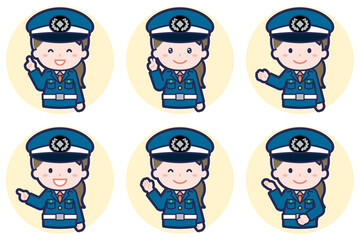 女性警備員のポーズセット_03