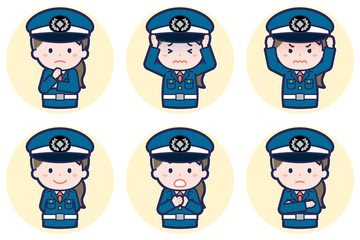 女性警備員のポーズセット_05