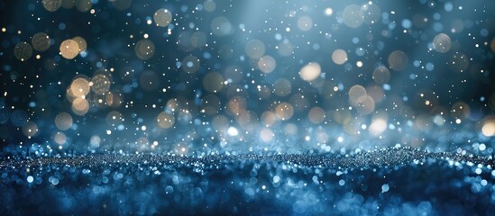 Obraz premium Snowflakes Falling on Snow with Christmas Decorations and Bokeh Lights