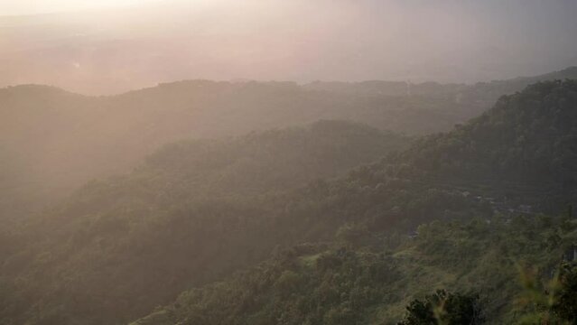 sunset view on the cumbri hills, wonogiri, central java