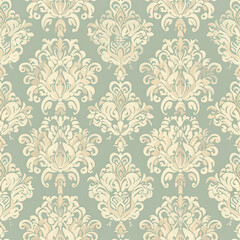 Fototapeta premium Vintage wallpaper with floral designs, seamless, muted pastels, intricate details, classic elegance.