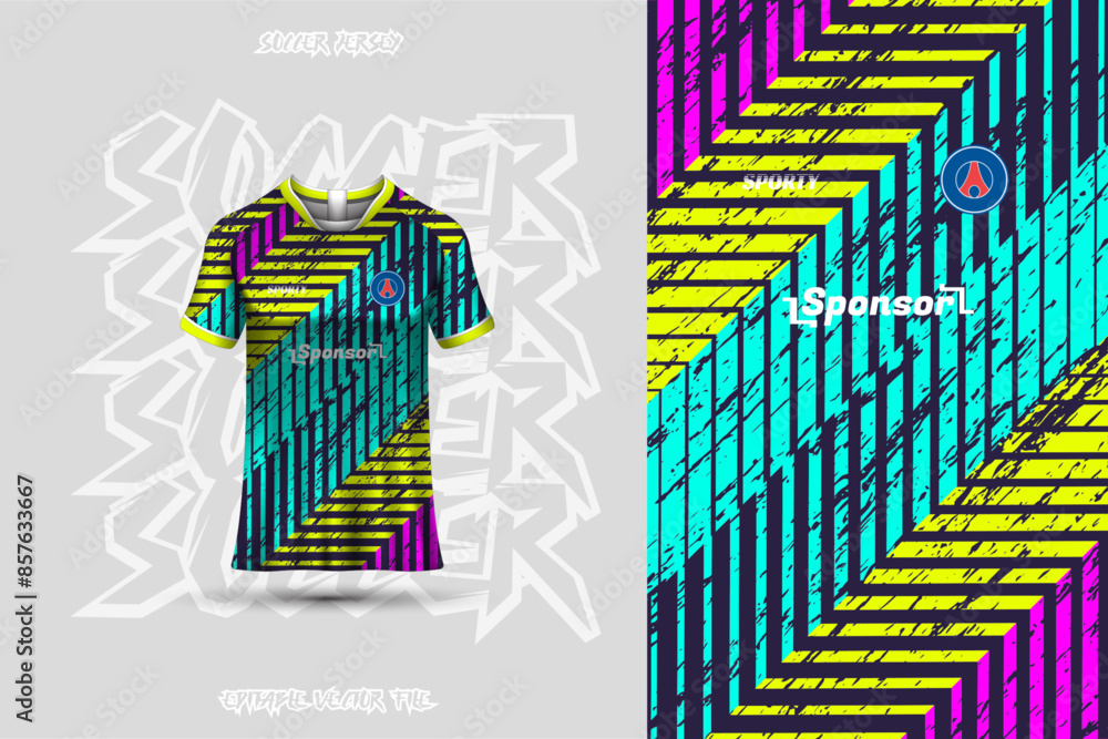 Wall mural Sports jersey and t-shirt template sports jersey design vector. Sports design for football, racing, gaming jersey.	