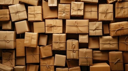 Many brown boxes with space for writing