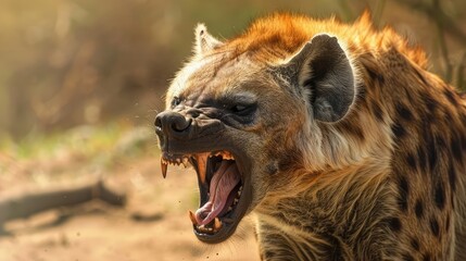 Obraz premium Spotted hyena (Crocuta crocuta) yawning
