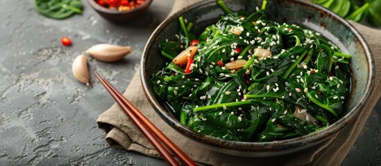 Stir-fried Spinach with Sesame Seeds and Chili Flakes