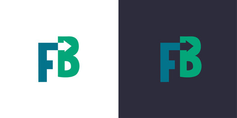 Letter F and B logo monogram, minimal style identity initial logo mark with right arrow. vector emblem logotype for business cards initials.