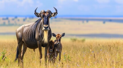 Blue wildebeest (Connochaetes taurinus) in water