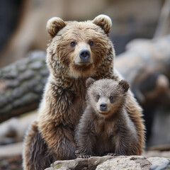 Fototapeta premium cute baby bear with mom