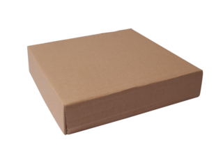 Flat square pizza cardboard box mock up template, cut out isolated