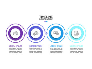 Fototapeta premium Infographic 4 Step timeline journey, Arrow flat simple infographics template for business, education, web design, banners, brochures, flyers. Vector illustration.