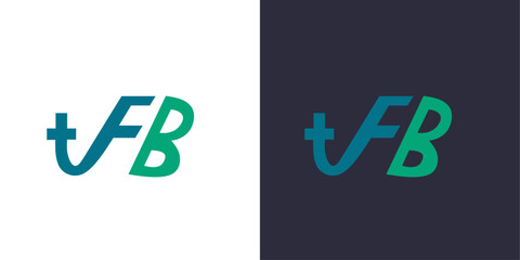 Letter F and B logo monogram, minimal style identity initial logo mark with a medical cross. vector emblem green and blue logotype for business cards initials.