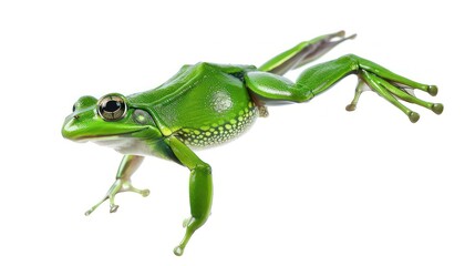 Small green frog isolated on white background.