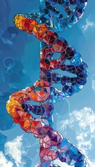 visually captivating depiction of molecular biology using vector art, highlighting the complex structures and scientific precision from an engaging eye-level viewpoint