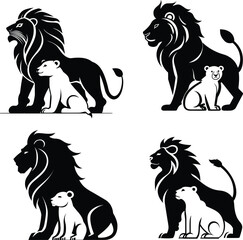 Lion silhouette, lion, silhouette painting, original lion art, silhouette art 