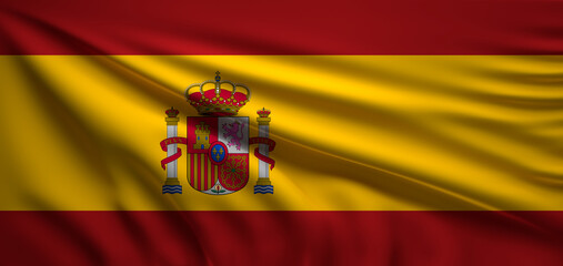 Fototapeta premium flag of spain with slight folds as smooth fabric of a flag, background 