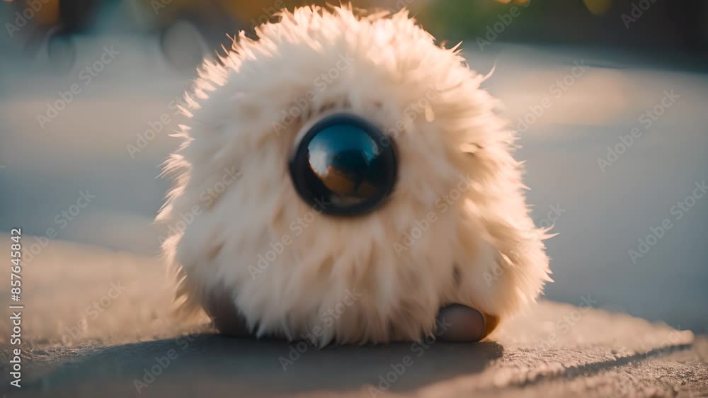 Poster Fluffy Camera Robot At Sunset Generative AI