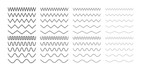 Collection of Zigzag Lines. Horizontal Line Wave Design. Isolated Design on White background