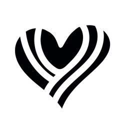 Heart  symbol icon,Hand drawn hearts.Vector symbol  black minimalist style icon.