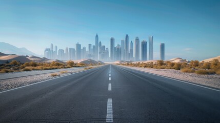 Obraz premium Urban road asphalt pavement and architecture