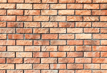 Obraz premium Light and dry textured red brickwork wall texture (Retouched and color manipulated image)
