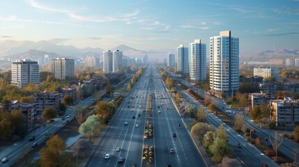 Urban road asphalt pavement and  architecture