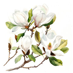 Obraz premium Magnolia Tree (Detail) Watercolor Illustration