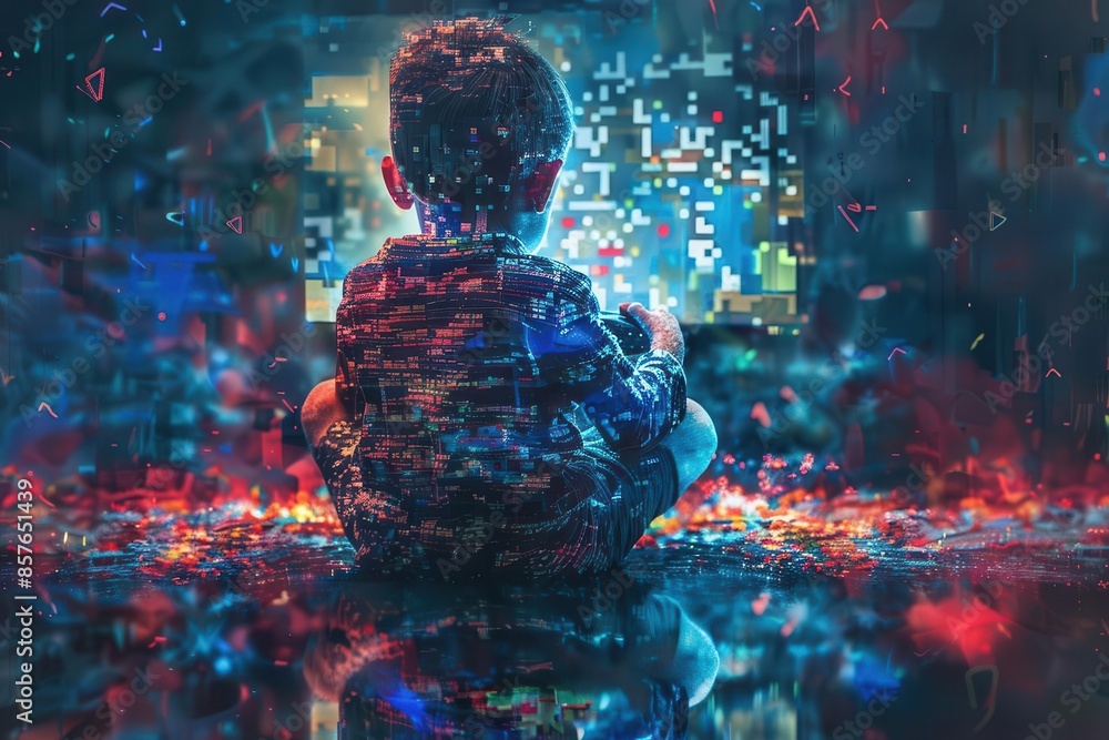 Poster ai generated image of child playing video games on console digital art