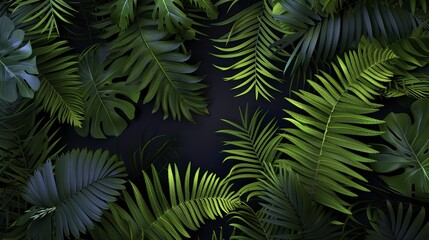  Vibrant Hyperrealistic Tropical Leaf Nature Pattern on Dark Background